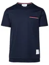 Thom Browne Maglietta In Jersey Di Peso Medio Con Tasca In Blue