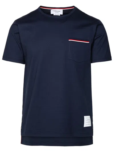 Thom Browne Navy Cotton T-shirt In Blue