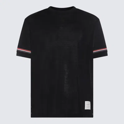 Thom Browne Navy Cotton T-shirt In Blue