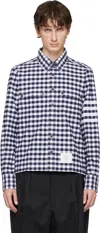 Thom Browne Navy Blue Check Shirts In Blue