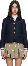 Thom Browne Hector-embroidery Corduroy Mini Skirt In 415 Navy