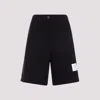 THOM BROWNE NAVY HIGH WAISTED VIRGIN WOOL SHORTS