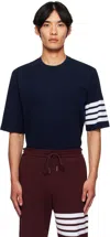 Thom Browne Navy Jersey 4-bar T-shirt In Blue