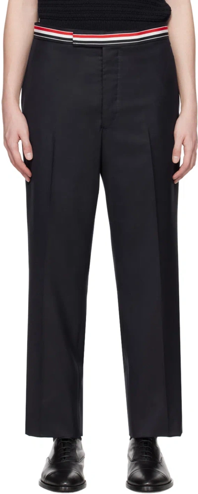 Thom Browne Super 120's Twill Low Rise Backstrap Trouser In Blue