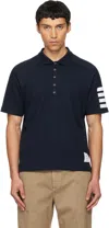Thom Browne Navy Milano Cotton 4-bar Polo In Blue
