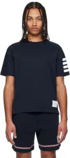 Thom Browne Cotton 4-bar Short Sleeve Striped T-shirt In Blue