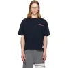 Thom Browne Navy Milano Cotton Oversized Pocket T-shirt In Blue