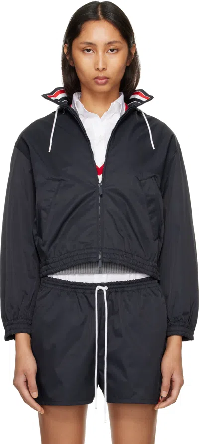 Thom Browne Navy Nylon Tech Track Jacket In Blue