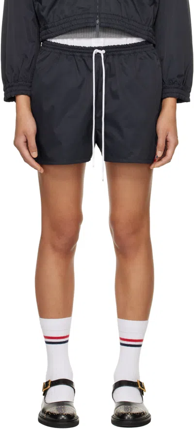 Thom Browne Navy Nylon Tech Track Shorts In Blue
