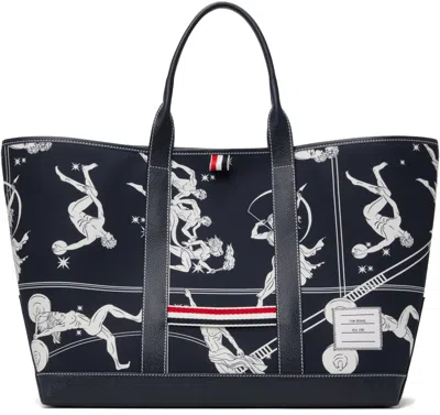 Thom Browne Navy Olympic Constellation Medium Tool Tote In 415 Navy