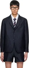 Thom Browne Navy Olympic Matelassé Unconstructed Sport Blazer In 415 Navy