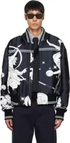 Thom Browne Navy Oversized Olympic Constellation Bomber Jacket In 415 Navy