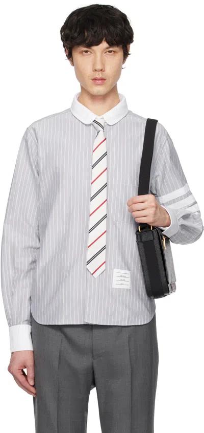 Thom Browne Navy Oxford 4-bar Shadow Pinstripe Shirt In 415 Navy