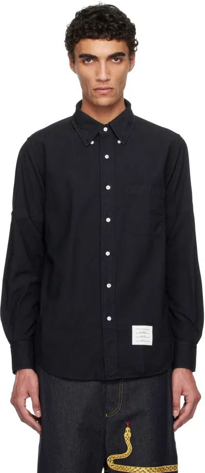 Thom Browne Navy Oxford Armband Shirt In 415 Navy