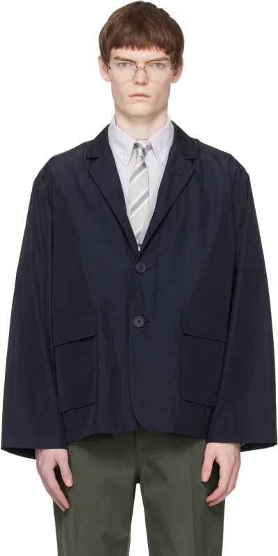 Thom Browne Navy Packable Flap Pocket Blazer In Blue