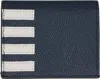 Thom Browne Navy Pebble Grain 4-bar Double Card Holder In Blue
