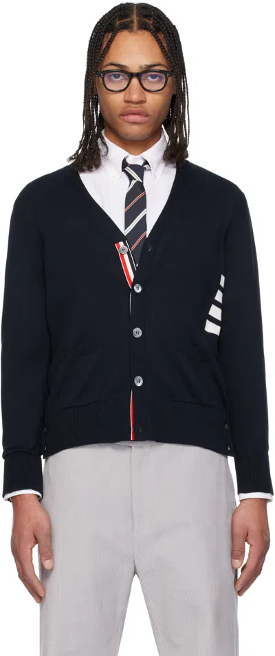Thom Browne Navy Relaxed Fit 4-bar Cardigan In 415 Navy
