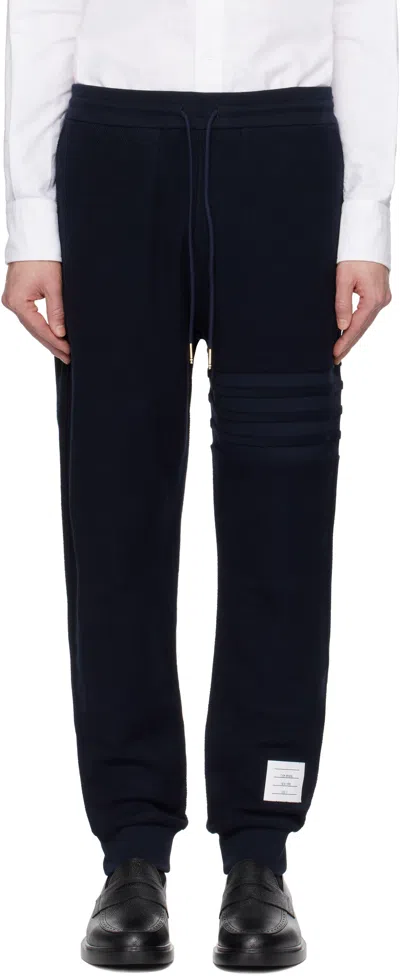 Thom Browne Navy Reverse Loopback Sweatpants In 415 Navy