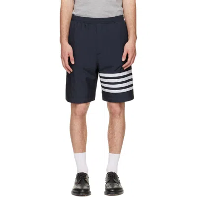 Thom Browne Navy Ripstop 4-bar Track Shorts In Blue
