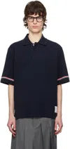 Thom Browne Polo Shirt With Lapel Short Sleeve In 415 Navy