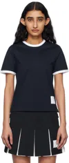 Thom Browne Contrast Hem Cotton T-shirt In Blue