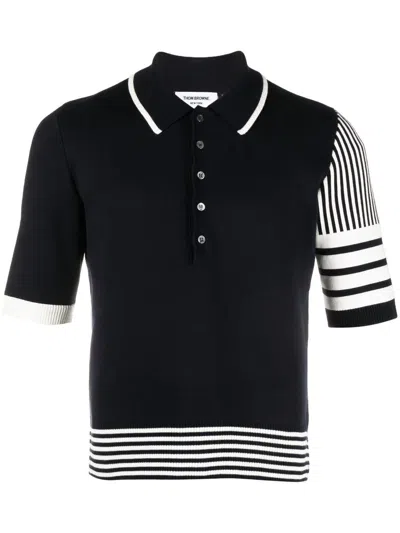 Thom Browne Funmix 4-bar Stripe Polo Shirt In Navy