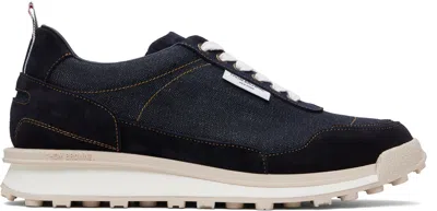 THOM BROWNE NAVY SELVEDGE DENIM TECH RUNNER ALUMNI SNEAKERS