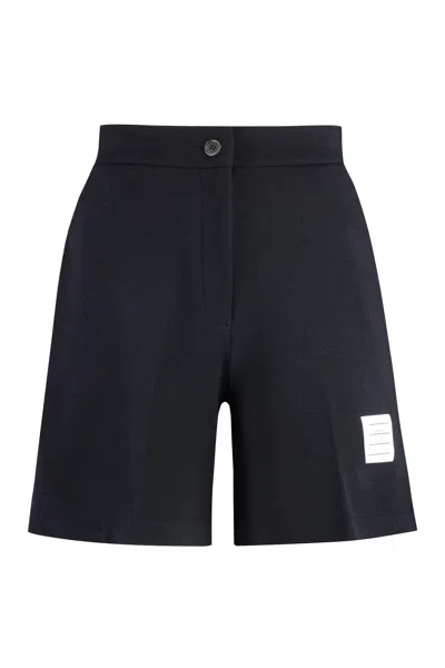 Thom Browne Navy Tricolor Detail Virgin Wool Shorts For Women – Spring/summer 2024 In Blue