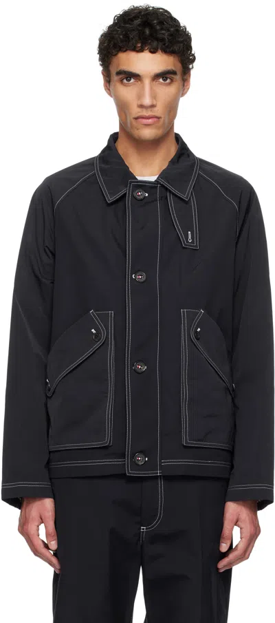 Thom Browne Navy Typewriter Cloth Cropped Field Jacket In 415 Navy