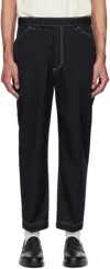 Thom Browne Navy Typewriter Cloth Tapered Chino Trousers In 415 Navy
