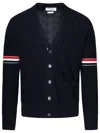 Thom Browne Rib Stitch Wool Cardigan In Navy