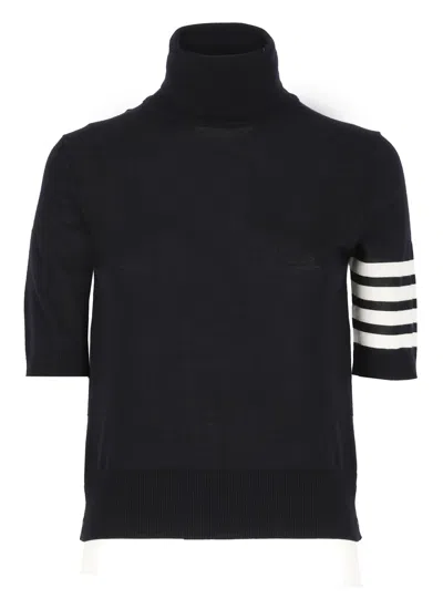 THOM BROWNE NAVY VIRGIN WOOL SWEATER