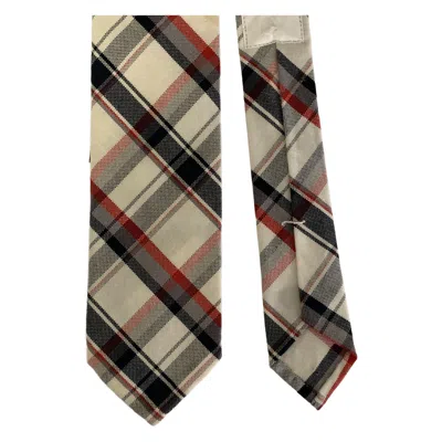 Pre-owned Thom Browne Navy White & Red Plaid Tie