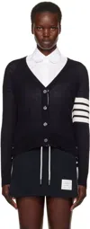 Thom Browne Navy Wool 4-bar Relaxed V-neck Cardigan In 415 Navy