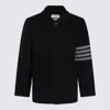 Thom Browne Stripe-detailing Wool Blend Cardi-coat In Blue