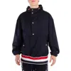 Thom Browne Anorak In Fresco Lana Con Banda Tricolore In Black