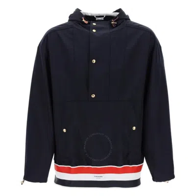 THOM BROWNE THOM BROWNE NAVY WOOL OVERSIZED ANORAK