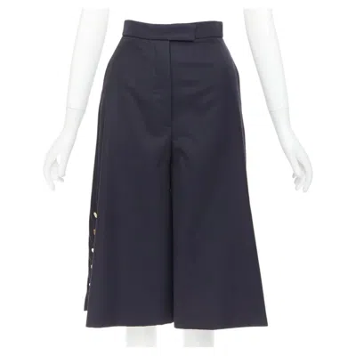 Pre-owned Thom Browne Navy Wool Side Button Sailor Striped Lining Culottes Shorts It36 Xxs In Blue