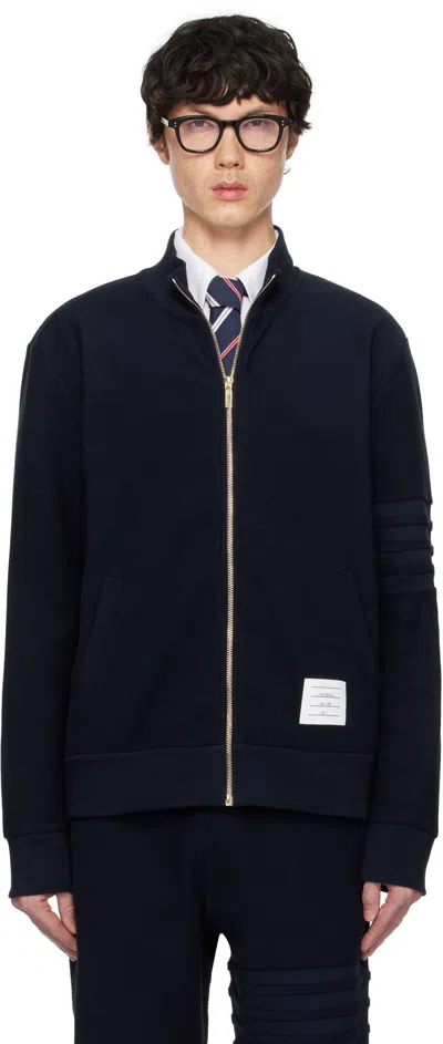 Thom Browne Navy Zip Up Funnel Neck Jacket In 415 Navy