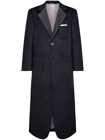 Thom Browne Notched-collar Coat In Black