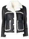 THOM BROWNE NOTCHED-COLLAR SHEARLING-TRIM JACKET