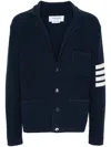 Thom Browne Notched-lapels Drop-shoulder Cardigan In Blue