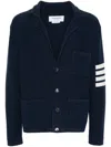 Thom Browne Notched-lapels Drop-shoulder Cardigan In Blue