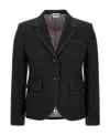 Thom Browne Notched-lapel Fitted Jacket In Black