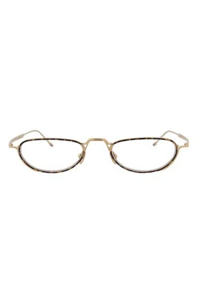 Thom Browne Novelty 50mm Oval Optical Glasses In Tortoise Gold Transparent