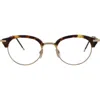 Thom Browne Novelty 50mm Round Optical Glasses In Tortoise Gold Transparent