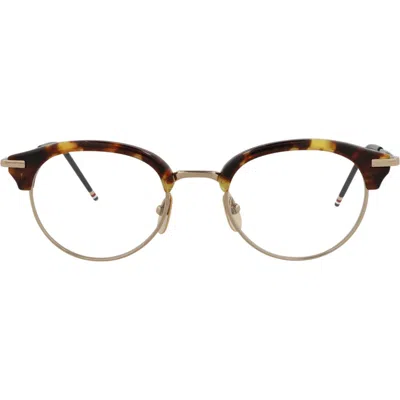 Thom Browne Novelty 50mm Round Optical Glasses In Tortoise Gold Transparent