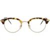 Thom Browne Novelty 50mm Round Optical Glasses In Tortoise Shiny Gold