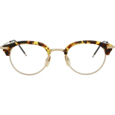 Thom Browne Novelty 50mm Round Optical Glasses In Tortoise Shiny Gold