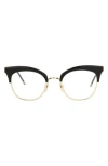 Thom Browne Novelty 51mm Cat Eye Optical Glasses In Gold Black Transparent